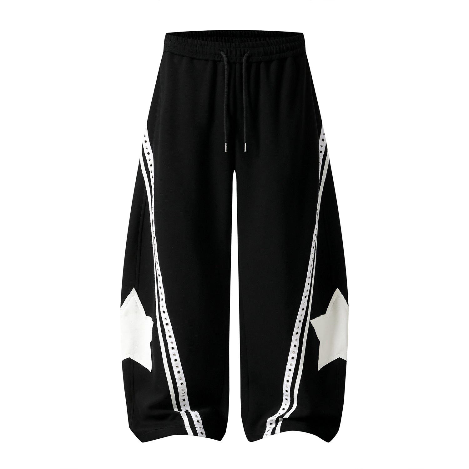 Retro Star Patch Drawstring Casual Pants